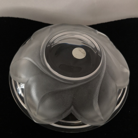 Beautiful Vintage JG Durand 24% Lead Cristal Covered Trinket Bowl Frosted Flower - Picture 4 of 6